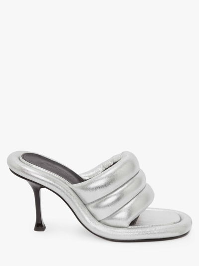 Shop Jw Anderson Bumper-tube Leather Mules In Silver