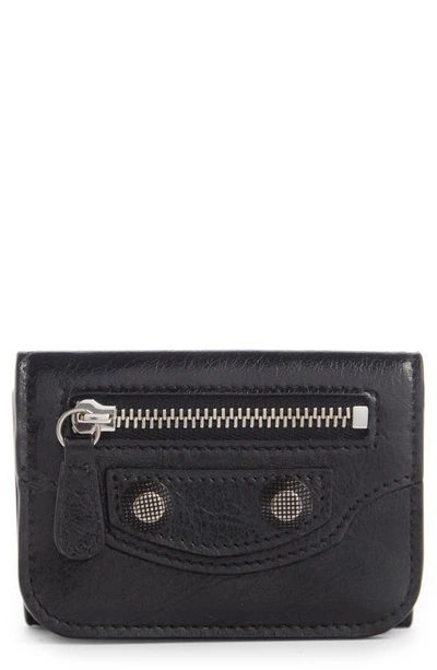 Shop Balenciaga Mini Le Cagole Lambskin Leather Wallet In Black