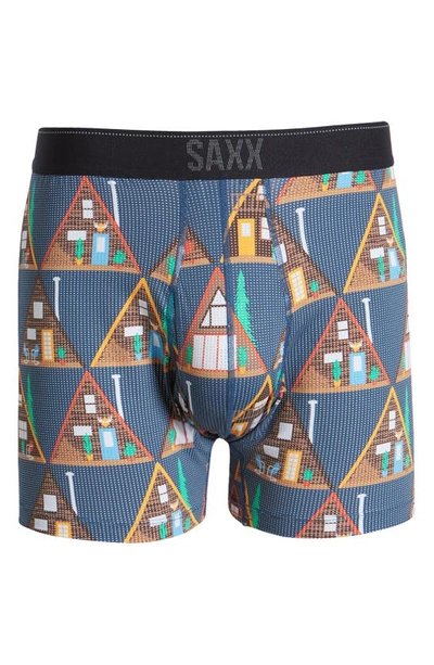 Shop Saxx Quest Quick Dry Mesh Boxer Briefs In Dark Denim A Ok Frame