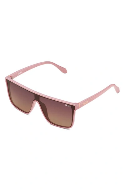 Shop Quay Nightfall 52mm Polarized Shield Sunglasses In Blush/ Brown Polarized