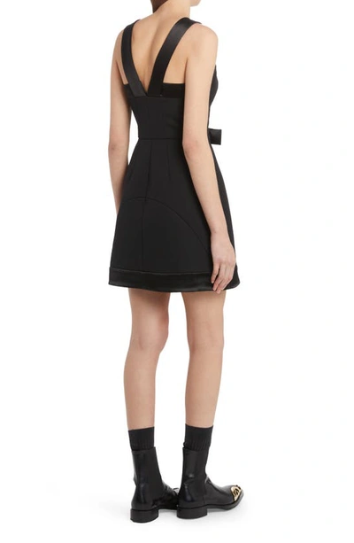 Shop Jil Sander Bow Detail Satin Trim Wool Dress In Black