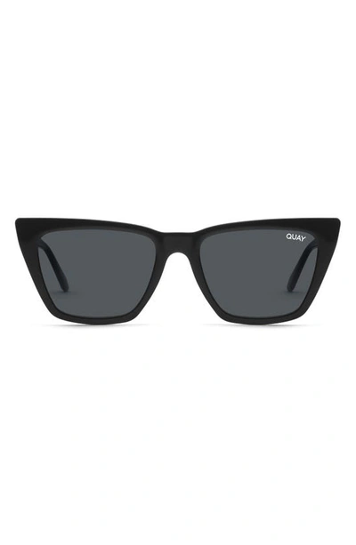 Shop Quay Call The Shots 41mm Polarized Cat Eye Sunglasses In Black/ Smoke Polarized