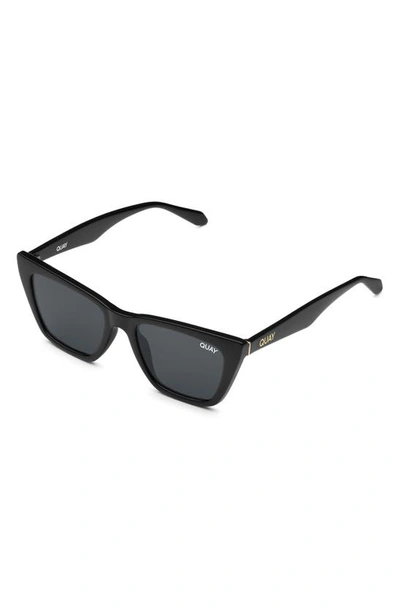 Quay Call The Shots 41mm Polarized Cat Eye Sunglasses In Black,smoke Polarized