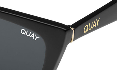 Shop Quay Call The Shots 41mm Polarized Cat Eye Sunglasses In Black/ Smoke Polarized