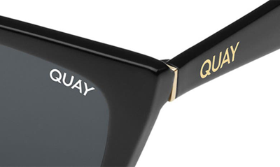 Quay Call The Shots 41mm Polarized Cat Eye Sunglasses In Black,smoke Polarized