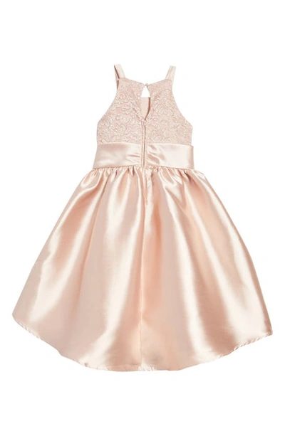 Shop Lnl Kids' Lace & Satin Party Dress In Blush