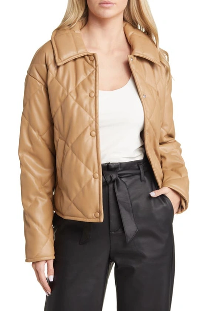 Shop Vero Moda Bellagabi Quilted Faux Leather Jacket In Tigers Eye