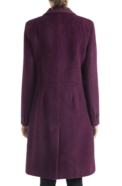 Sofia Cashmere Shawl Collar Alpaca Wrap Coat In Magenta
