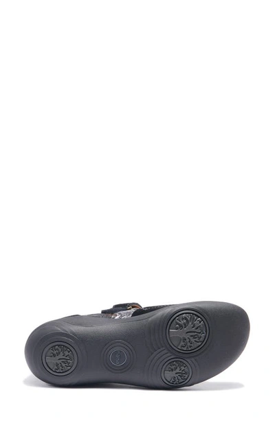 Halsa Footwear Aloe Mary Jane In Black Suede With Foliage