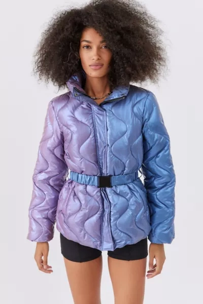 Shop Unreal Fur Neon Puffer Jacket In Purple
