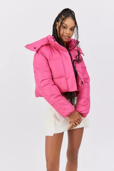 Shop Unreal Fur Phaedra Cropped Puffer Jacket In Pink