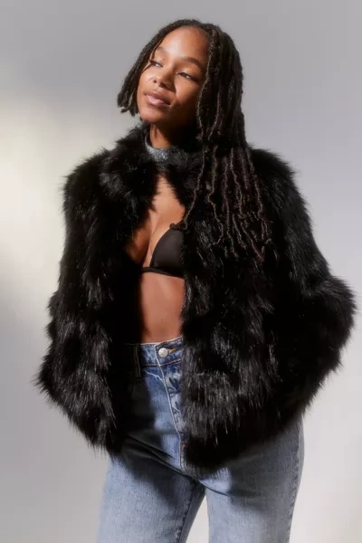 Shop Unreal Fur Faux Fur Delish Jacket In Black