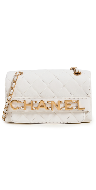 Pre-owned Chanel White Logo Enchained Flap Shoulder Bag
