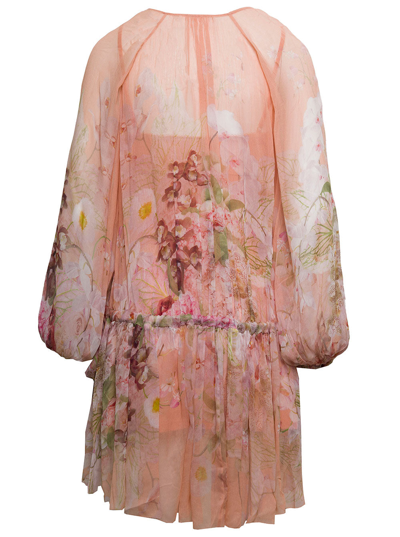 Shop Zimmermann Woman's Viscose Dancer Drawn Dress With Floral Print In Pink