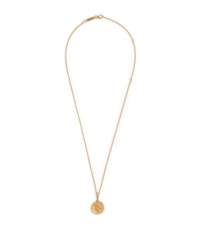 Shop Azlee Yellow Gold And Diamond Goddess Pendant Necklace