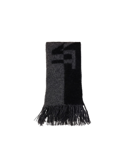 Shop Saint Laurent Echarpescarf In Black/dark Grey