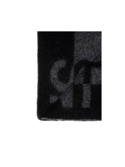 Shop Saint Laurent Echarpescarf In Black/dark Grey