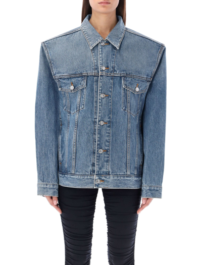 Shop Alexander Wang Oversized Trucker Jacket In Denim In Indigo