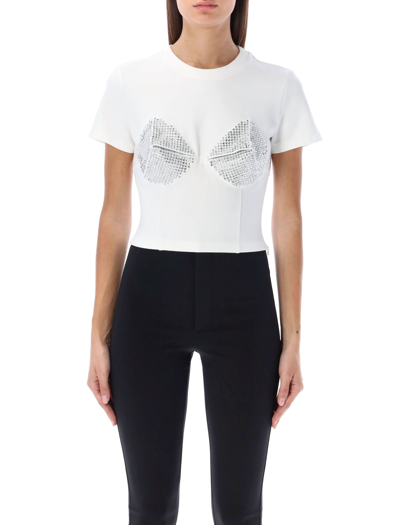 Area Crystal Pyramid Cup Short Sleeve T-shirt In White