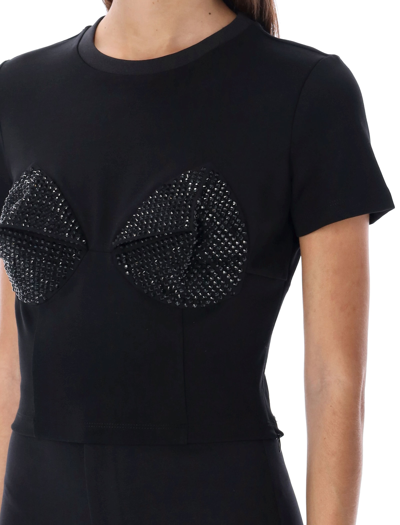 Shop Area Embellished Pyramid Cups T-shirt In Black
