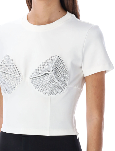 Shop Area Embellished Pyramid Cups T-shirt In White