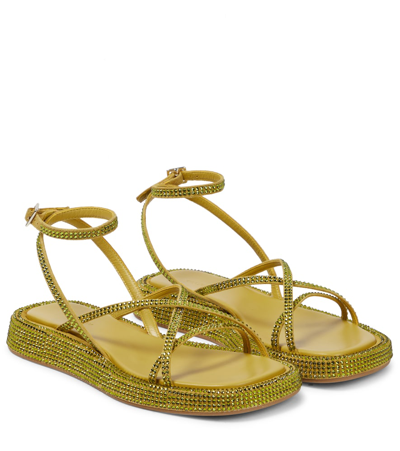 Shop Gia Borghini Gia/rhw Rosie Embellished Leather 16 S Sandals In Olive Green