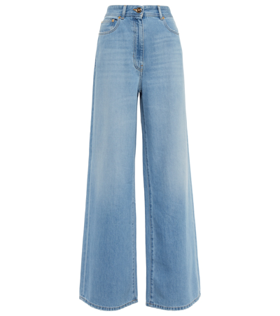 Shop Versace Medusa High-rise Wide-leg Jeans In Medium Blue