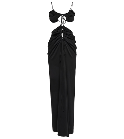 Shop Christopher Esber Ruched Maxi Dress In Black