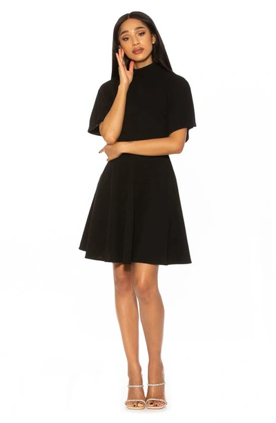 Alexia Admor Autumn Mock Neck Fit & Flare Dress In Black