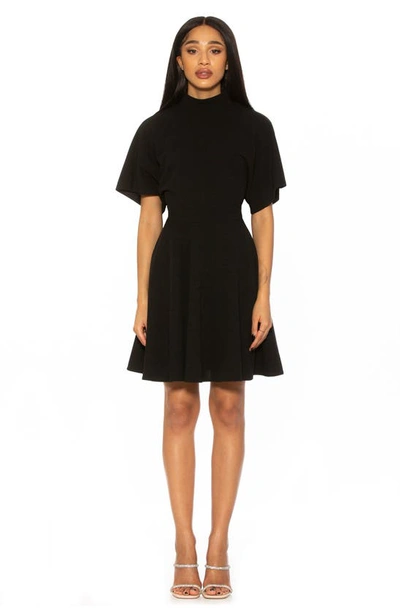 Alexia Admor Autumn Mock Neck Fit & Flare Dress In Black