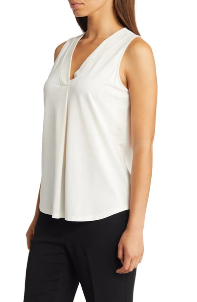 Anne Klein Harmony Pleat Neck Shell In Anne White