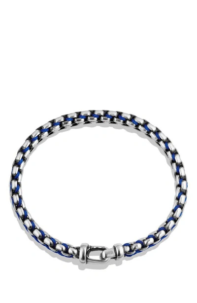 Shop David Yurman Chain Woven Box Chain Bracelet In Silver/ Blue