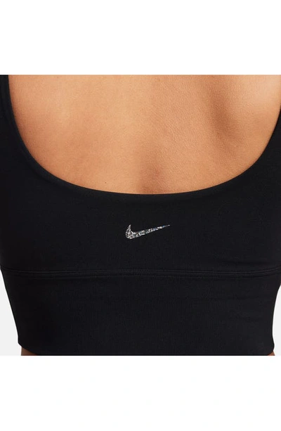 Shop Nike Alate Solo Dri-fit Longline Sports Bra In Black/ Iron Grey