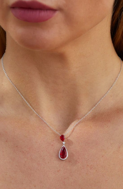 Shop Savvy Cie Jewels Cubic Zirconia Teardrop Pendant Necklace In Red