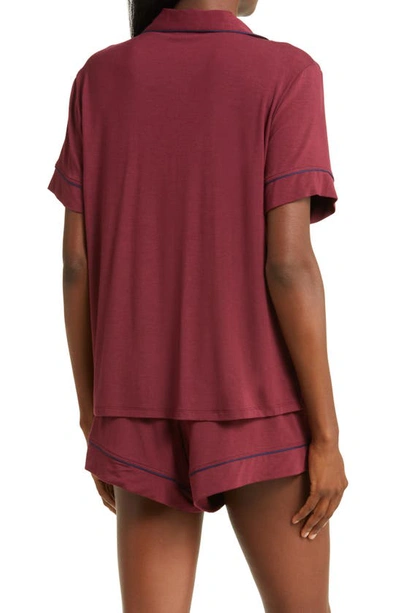 Shop Eberjey Gisele Relaxed Jersey Knit Short Pajamas In Mulberry/ Navy