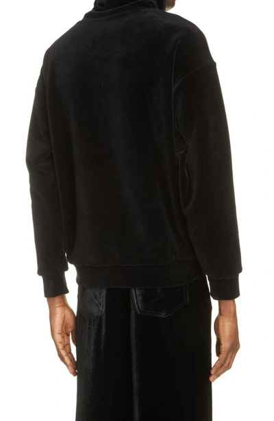 Shop Saint Laurent Velvet Turtleneck Sweatshirt In Noir