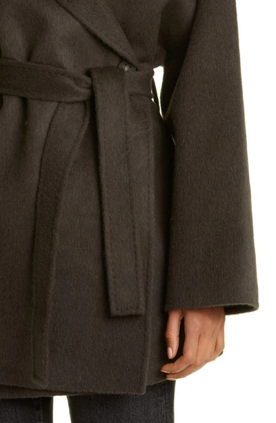 Shop Acne Studios Oaklee Belted Wool Coat In Charcoal Grey