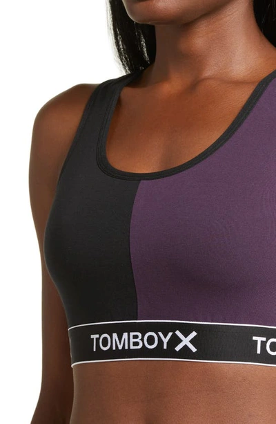 Shop Tomboyx Essentials Soft Bra In Checkers Colorblock-plum