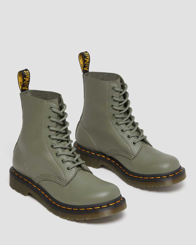 Shop Dr. Martens' 1460 Women's Pascal Virginia Leather Boots In Khaki Green