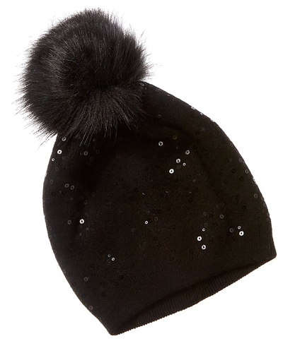 Shop Adrienne Landau Pom Wool-blend Hat In Black
