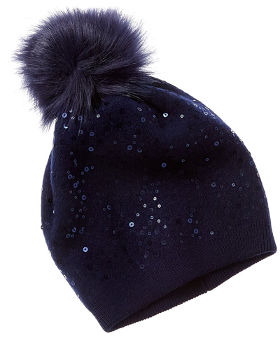 Shop Adrienne Landau Pom Wool-blend Hat In Blue