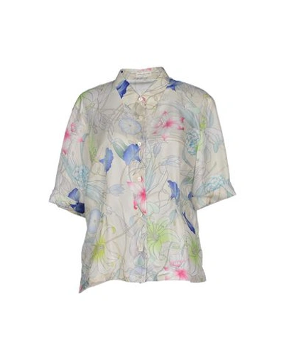Dries Van Noten Floral Shirts & Blouses In Light Grey