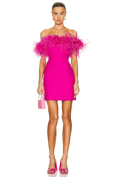 Shop Valentino Feather Mini Dress In Pink