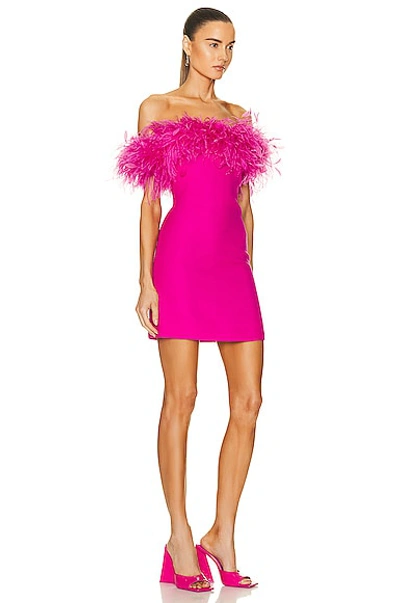 Shop Valentino Feather Mini Dress In Pink