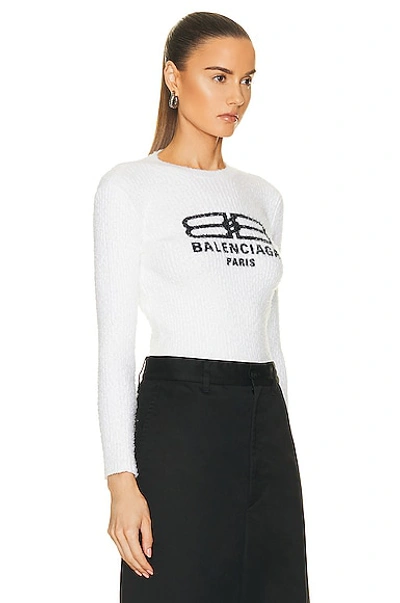 Shop Balenciaga License Long Sleeve Crewneck Top In White & Black