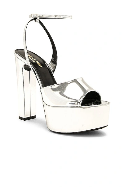 Saint Laurent Sexy Tanouk Sandals In Argento