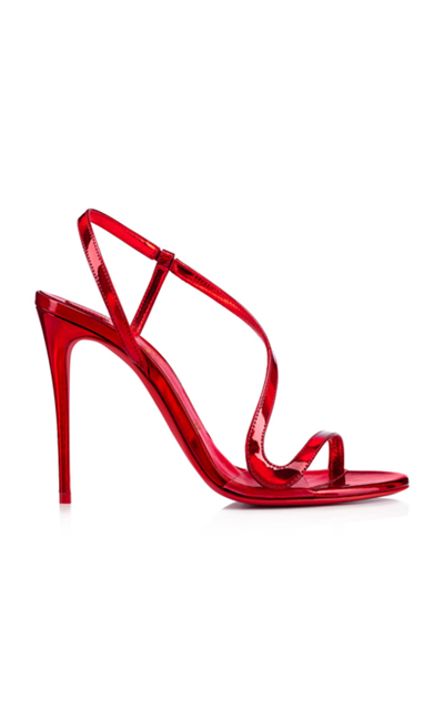 Shop Christian Louboutin Rosalie Psychic 100mm Patent Leather Sandals In Red