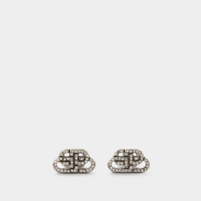 Shop Balenciaga Bb Stud Xs Earp Earring -  -  Silver/crystal