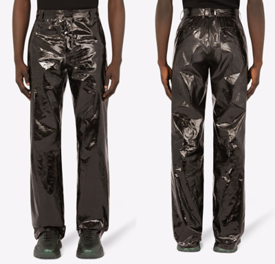 Pre-owned Dolce & Gabbana Glossy Trousers Lack-hose Metallic Straight Glanz Pants