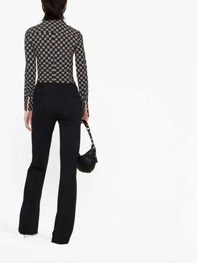 Misbhv Monogram Wide Collar Zip Up Shirt In Black